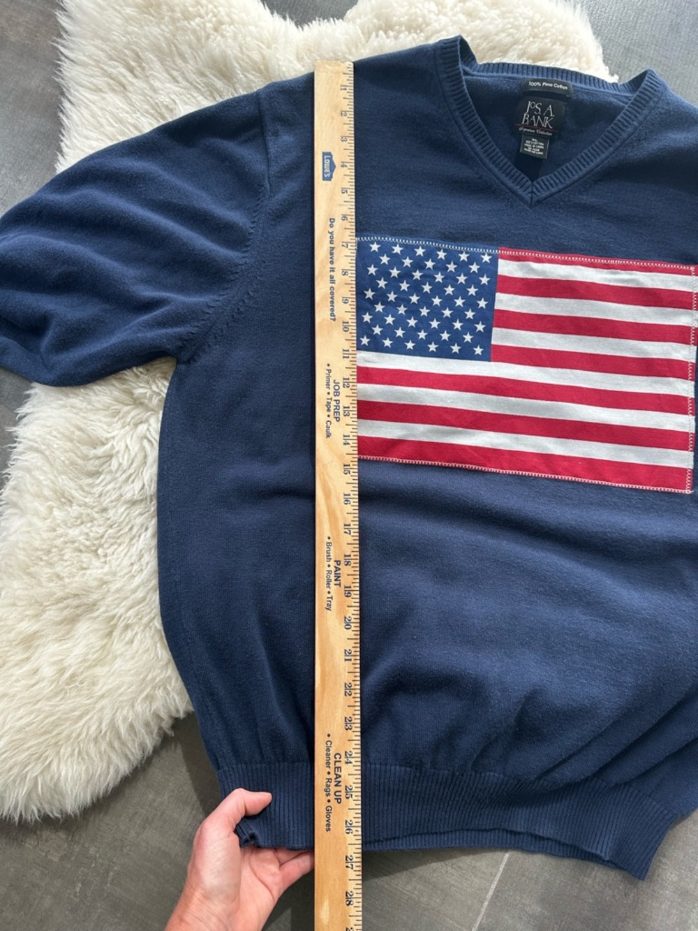 Reworked Jos. A. Bank XL American Flag Sweater | OOAK Cotton Ralph Lauren Style - Picture 7 of 8